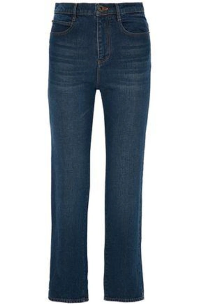 Shop Chloé Woman High-rise Straight-leg Jeans Mid Denim