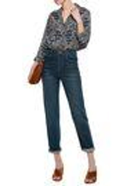 Shop Chloé Woman High-rise Straight-leg Jeans Mid Denim