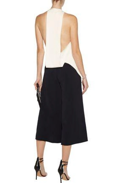 Shop Dion Lee Woman Bow-detailed Draped Stretch-knit Top Off-white
