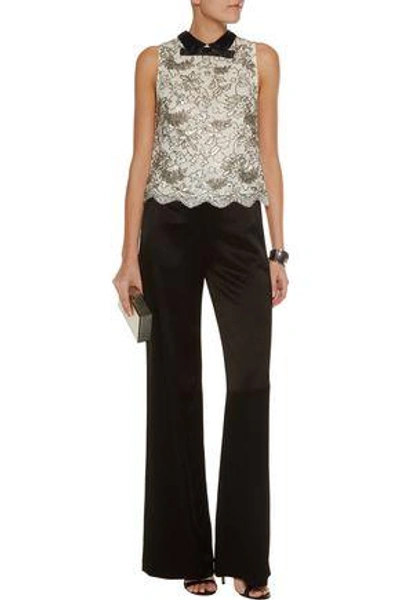 Shop Alice And Olivia Woman Manie Beaded Corded Lace Top White
