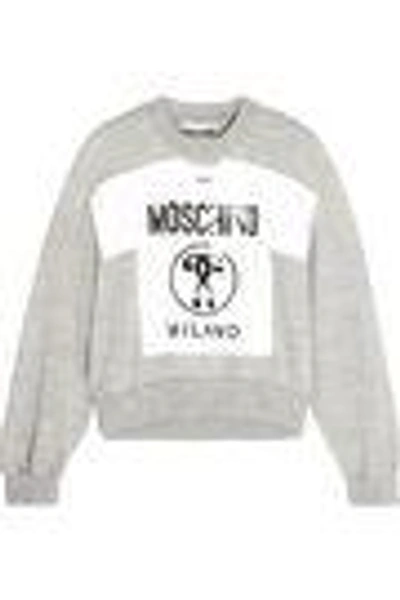 Shop Moschino Woman Printed Jersey Sweatshirt Gray