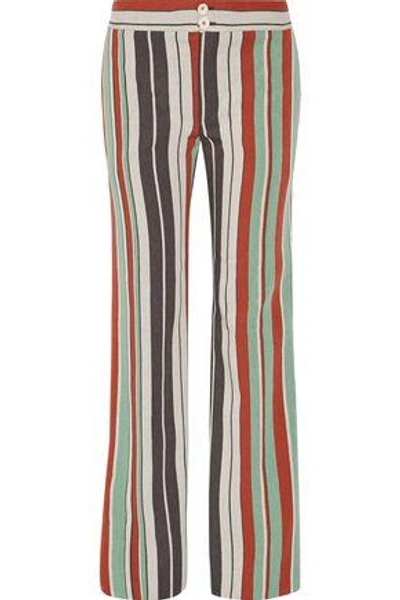 Chloé Striped Cotton-blend Twill Wide-leg Trousers In Mint