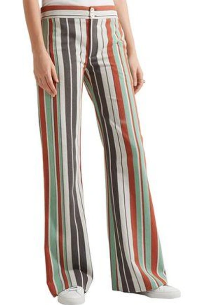 Chloé Striped Cotton-blend Twill Wide-leg Trousers In Mint