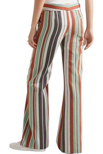 Chloé Striped Cotton-blend Twill Wide-leg Trousers In Mint