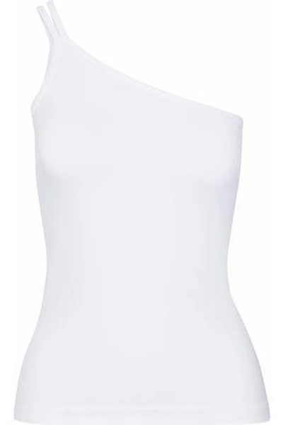 Shop Helmut Lang Woman One-shoulder Stretch-jersey Top White