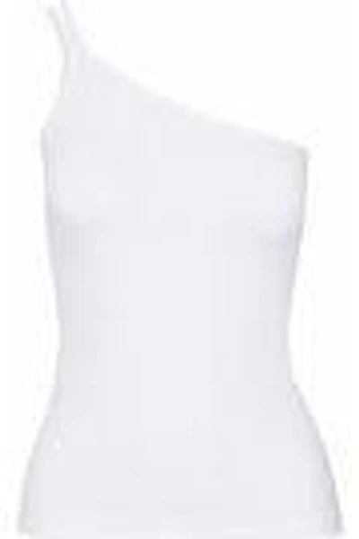 Shop Helmut Lang Woman One-shoulder Stretch-jersey Top White