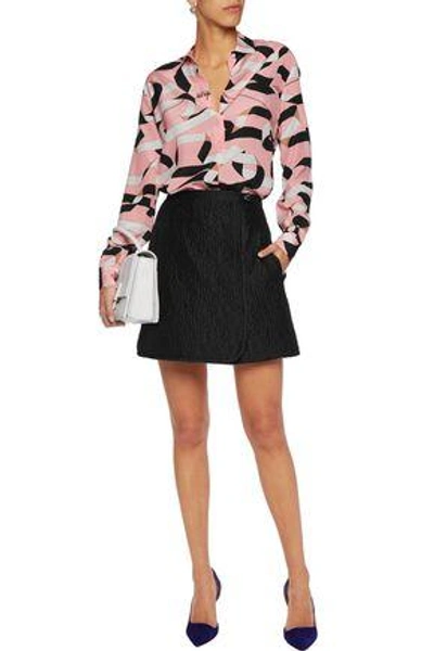 Shop Msgm Woman Printed Satin Shirt Blush