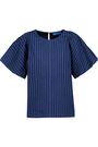 Shop M.i.h. Jeans Woman Mina Gathered Striped Cotton-canvas Top Storm Blue