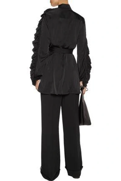 Shop Ellery Woman Audacity Ruffle-trimmed Silk-blend Blouse Black