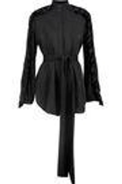 Shop Ellery Woman Audacity Ruffle-trimmed Silk-blend Blouse Black