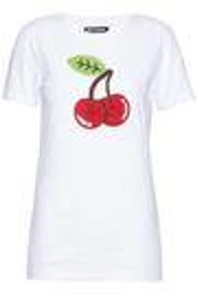 Shop House Of Holland Woman Bead-embellished Cotton-jersey T-shirt White