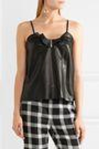 Shop Carven Ruffled Leather Camisole In Black