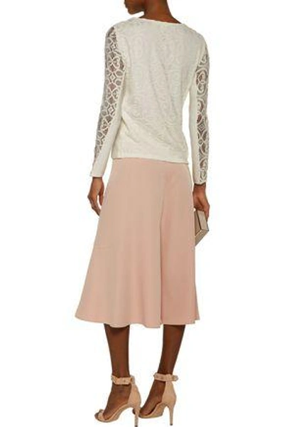 Shop Maje Luna Lace And Ribbed-knit Top In Ivory