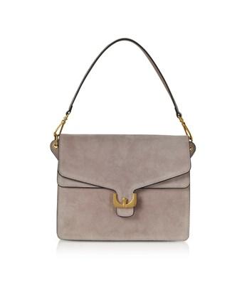 grey suede shoulder bag
