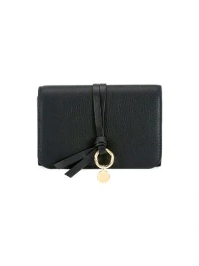 Shop Chloé French Alphabet Leather Wallet In Black