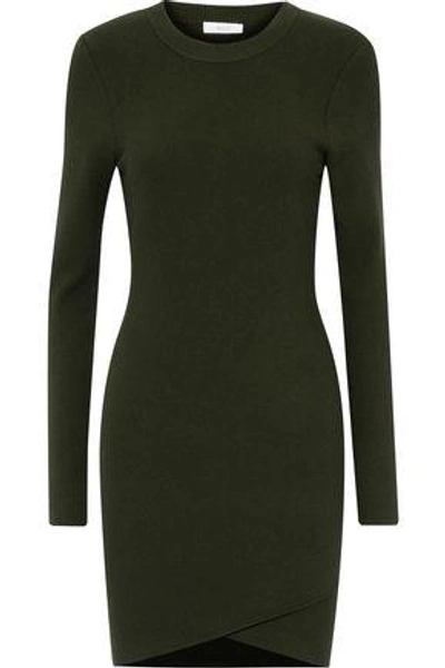Shop A.l.c Ribbed-knit Mini Dress In Forest Green