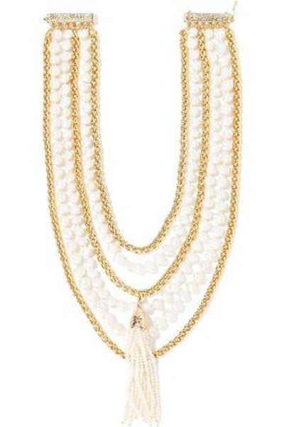 Shop Rosantica Woman Nebbia Tasseled Gold-tone Freshwater Pearl Necklace Gold