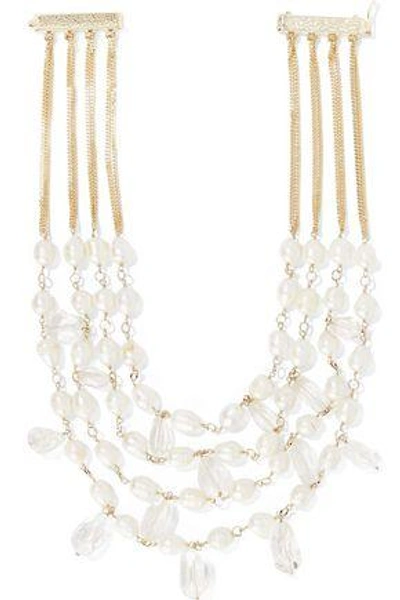 Shop Rosantica Woman Kiwi Gold-tone, Freshwater Pearl And Crystal Necklace Gold