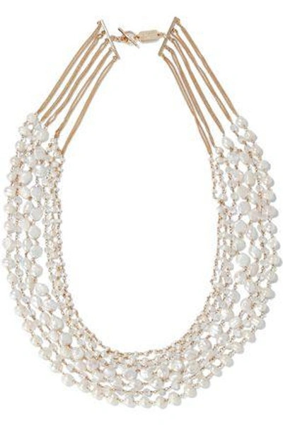 Shop Rosantica Woman Prato Fiorito Gold-plated Freshwater Pearl Necklace Gold