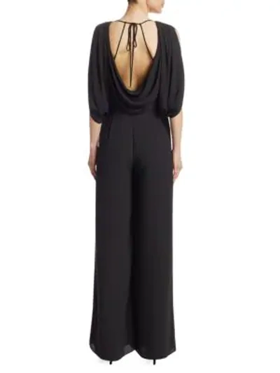 Shop Halston Heritage Cold Shoulder Jumpsuit In Chalk