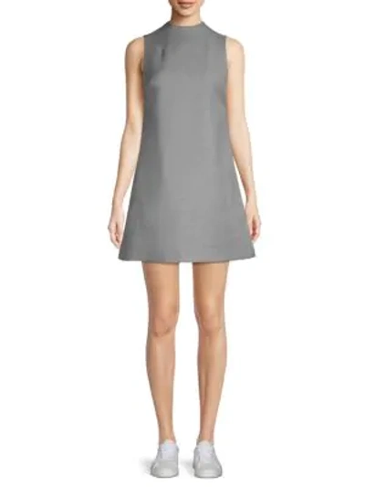 Shop Alice And Olivia Coley Mockneck A-line Dress In Light Grey