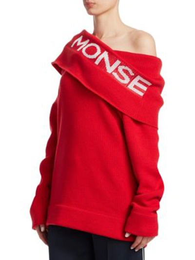 Shop Monse Logo Twist Shawl Jumper In Red