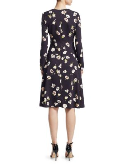 Shop Lela Rose Floral-print Tiered Dress In Midnight
