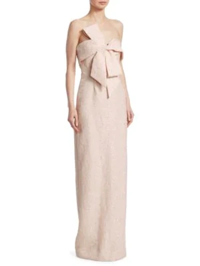 Shop Lela Rose Bow-front Column Gown In Petal