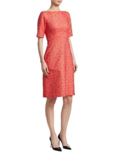 Shop Lela Rose A-line Jacquard Dress In Scarlet