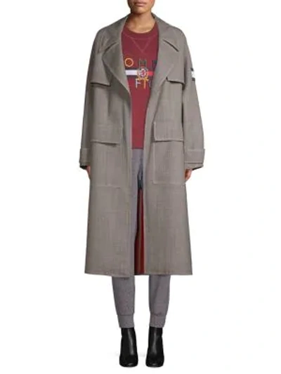 Shop Tommy Hilfiger His For Her Wool-blend Trench Coat In Meteorite