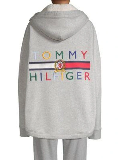 Shop Tommy Hilfiger United Fleece Logo Hoodie In Light Grey
