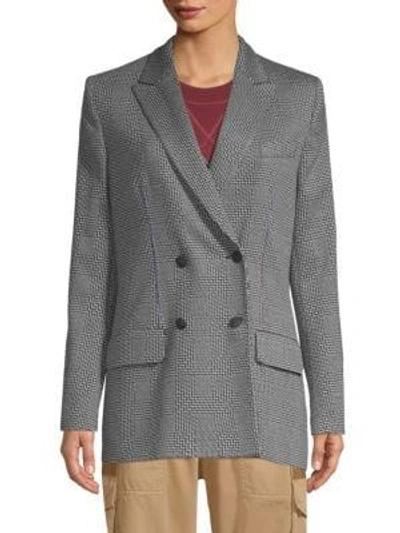 Shop Tommy Hilfiger Double-breasted Fitted Blazer In Grey