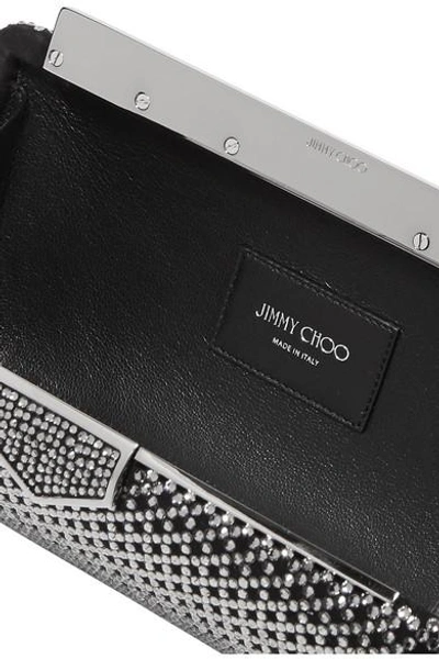Shop Jimmy Choo Ellipse Crystal-embellished Suede Clutch In Black