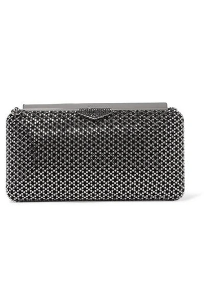 Shop Jimmy Choo Ellipse Crystal-embellished Suede Clutch In Black