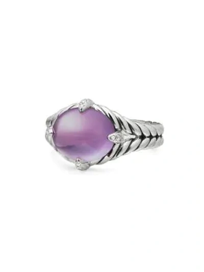 Shop David Yurman Châtelaine® Diamond, Gemstone & Sterling Silver Ring In Amethyst