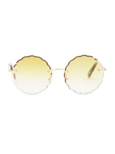 Shop Chloé Rosie Round Scalloped Sunglasses In Gold Gradient Yellow
