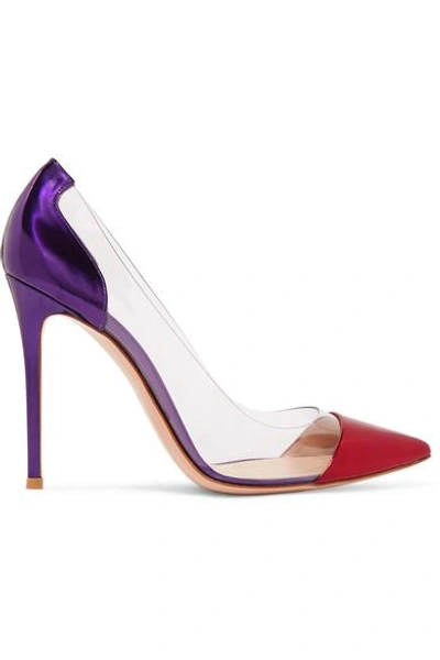 Shop Gianvito Rossi Plexi 105 Metallic Leather And Pvc Pumps In Purple