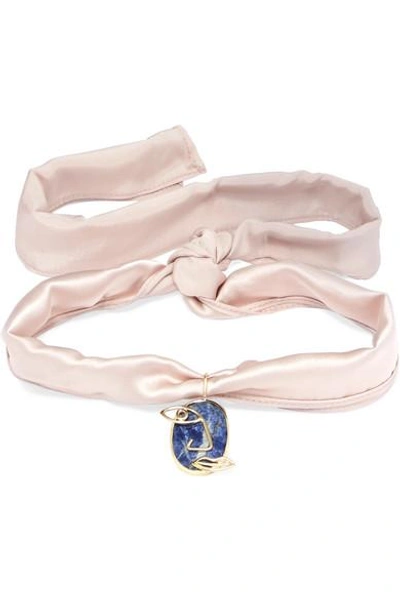 Shop Paola Vilas Pablo Gold-plated, Sodalite And Silk-satin Necklace In Antique Rose