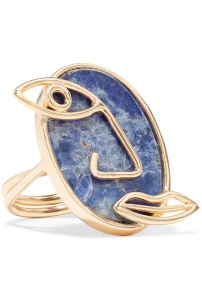 Shop Paola Vilas Pablo Gold-plated Sodalite Ring In Blue