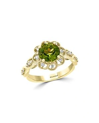 Shop Bloomingdale's Peridot & Diamond Flower Ring In 14k Yellow Gold - 100% Exclusive In Green/gold