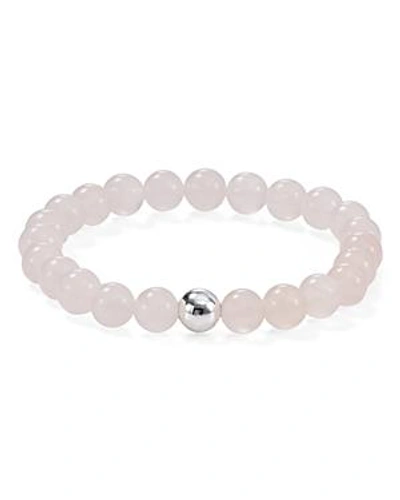 Shop Aqua Sterling Silver & Stone Beaded Stretch Bracelet - 100% Exclusive In Rose Quartz/silver