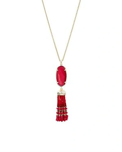 Shop Kendra Scott Eva Tassel Pendant Necklace, 32 In Red/gold