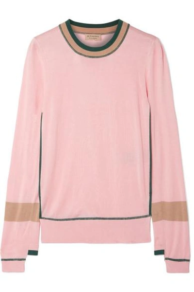 Shop Burberry Mancos Silk And Cashmere-blend Sweater In Pink