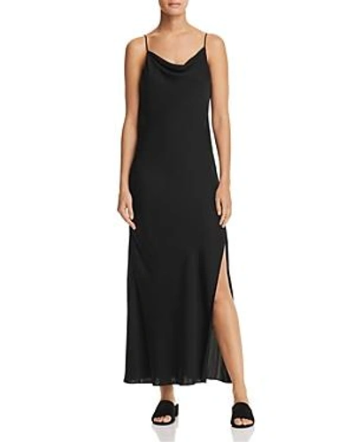 Shop Theory Draped Silk Maxi Dress In Black