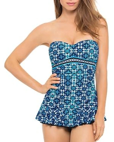 Shop Profile By Gottex Collage Bandeau One Piece Swim Dress In Multi Blue