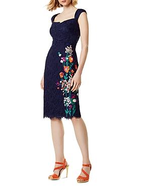 karen millen blue lace embroidered dress