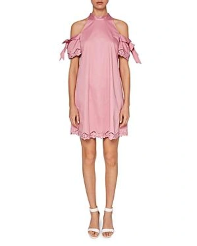 Shop Ted Baker Cottoned On Semarra Cold-shoulder Dress In Dusky Pink