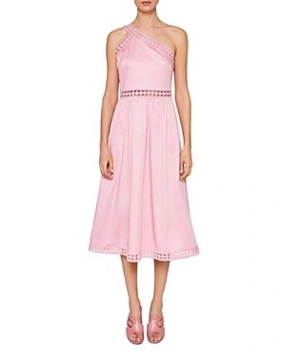 Shop Ted Baker Kallii One-shoulder Midi Dress In Dusky Pink