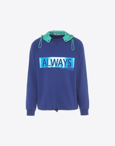 Shop Valentino Sweatshirt With 'always' Lettering In Blue