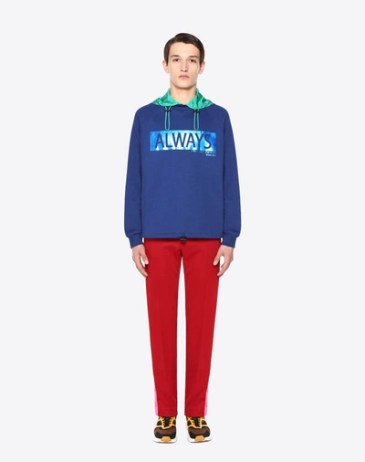 Shop Valentino Sweatshirt With 'always' Lettering In Blue